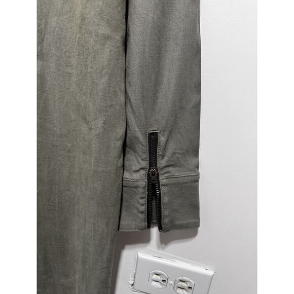 ASKK NY Zip Front Long Sleeve Utility Jumpsuit Linen Lyocell In Green Size 3 - Picture 10 of 13